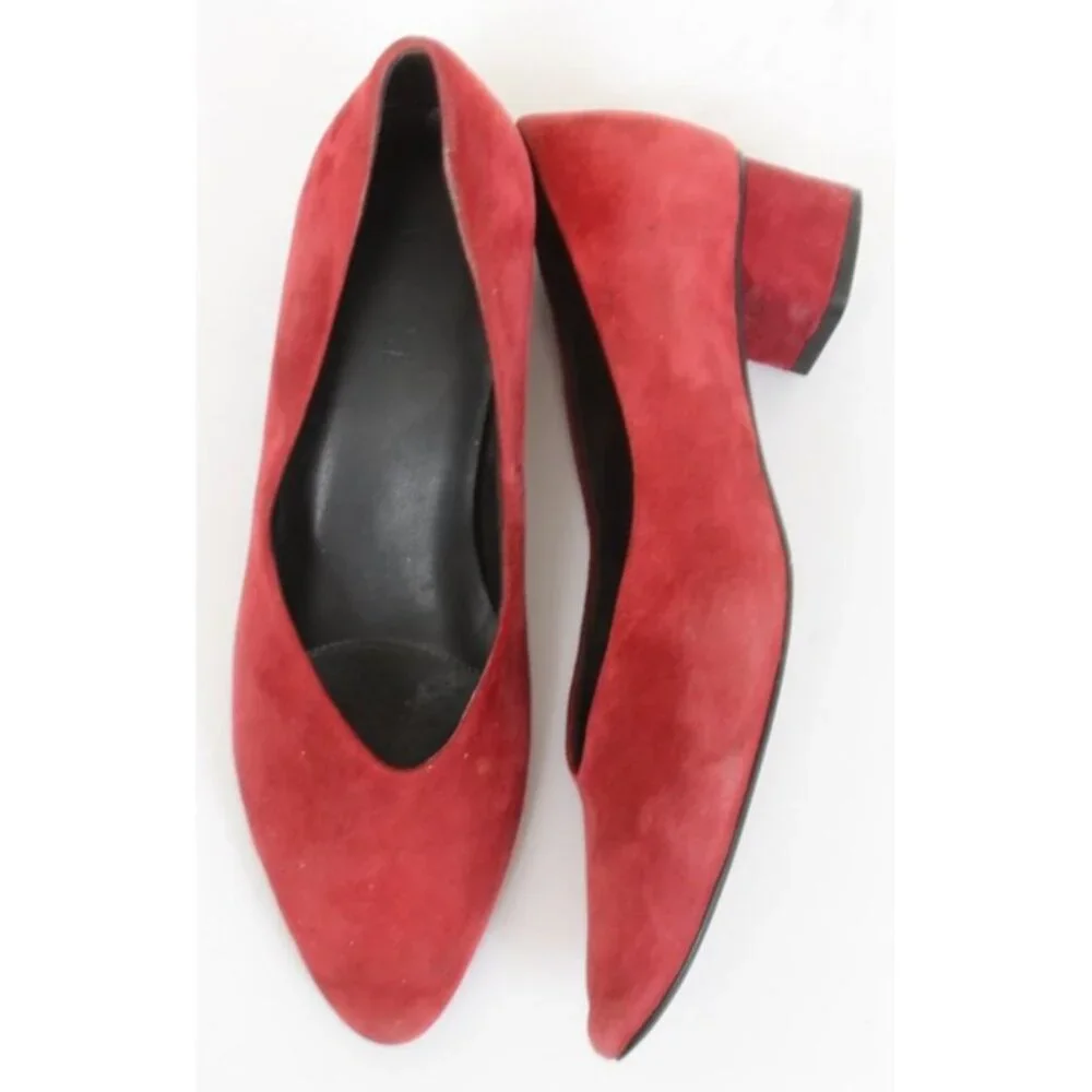 Vaneli Red Suede Leather Fabric Low Heel‎ Career Pumps Slip On Shoes Size 8B